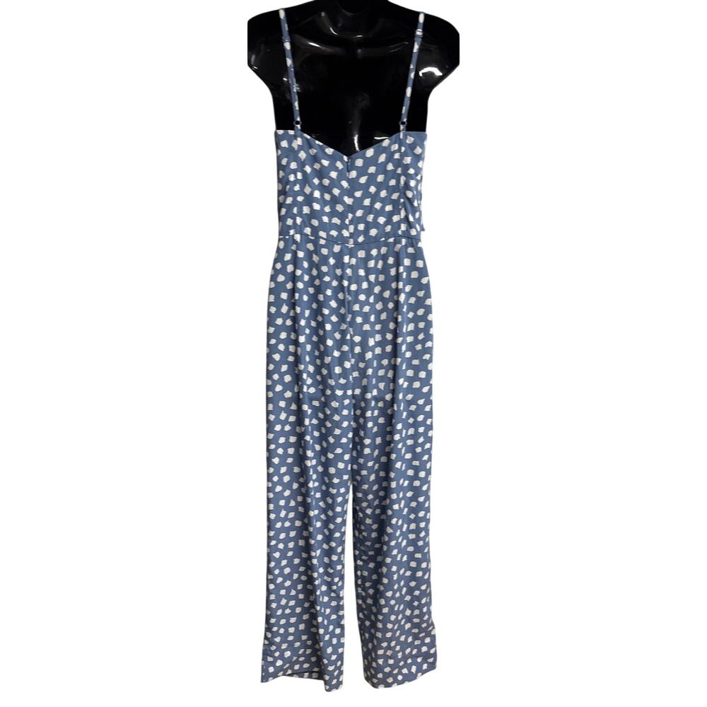 WHIT TWO Blue White Polka Dot Tie Front Wide Leg Jumpsuit Romper Petite 2P - Picture 5 of 10